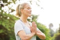 Healthy woman meditating