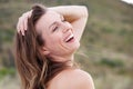 Healthy woman smiling outside Royalty Free Stock Photo