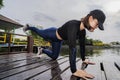 Healthy women doing planking exercises Royalty Free Stock Photo