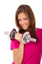 Healthy women holding weights