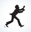 The man runs away. Vector drawing