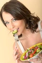 Healthy Young Woman Eating Mixed Salad Royalty Free Stock Photo