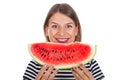 Healthy young woman eating watermelon Royalty Free Stock Photo