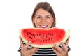 Healthy young woman eating watermelon Royalty Free Stock Photo