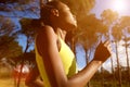 Healthy young woman running outdoors Royalty Free Stock Photo