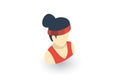 Healthy young woman, sport avatar isometric flat icon. 3d vector