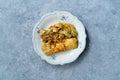 Healthy Zucchini Lasagna Bolognese Cooked with Courgette in Plate Portion Royalty Free Stock Photo