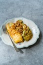 Healthy Zucchini Lasagna Bolognese Cooked with Courgette in Plate Portion Royalty Free Stock Photo