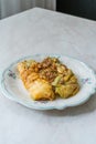 Healthy Zucchini Lasagna Bolognese Cooked with Courgette in Plate Portion Royalty Free Stock Photo