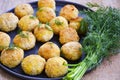 Close up of Home made rice italian style Croquette.Arancini with runa fish Royalty Free Stock Photo