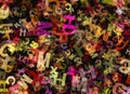 Heap of abstract chaotic multicolored alphabet letter