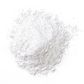 Heap of baking powder isolated on white, from above