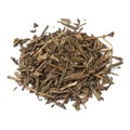 Heap of Bancha Houji Cha, Japanese tea, on white background