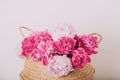 Heap of beautiful fresh pink peony flowers in full bloom. Royalty Free Stock Photo
