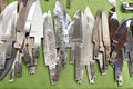 Heap billets of forged steel for knives on green