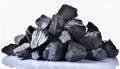 Heap of black coal chunks isolated on white background