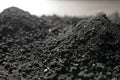 Heap of black coal, closeup view. Mineral deposits Royalty Free Stock Photo