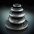 Heap of black massage stones on black background. 3D illustration