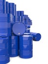 Heap of Blue Metal Oil Barrels.