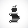 Heap of books and apple vector sign Royalty Free Stock Photo