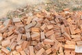 Heap brick red closeup detail Royalty Free Stock Photo