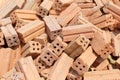 Heap brick red closeup detail Royalty Free Stock Photo