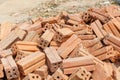 Heap brick red closeup detail Royalty Free Stock Photo