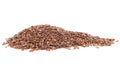 Heap of brown linseeds isolated on white background. Flax seeds Royalty Free Stock Photo