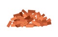 Heap building material. Heap of red brick. Vector illustrations can be used for construction sites, works and industry