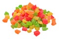 Heap of candied fruits on a white