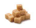 Heap of cane sugar cubes isolated on white background Royalty Free Stock Photo