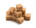 Heap of cane sugar cubes isolated on white background Royalty Free Stock Photo