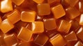 Heap of caramel candies. Caramel candies pattern. AI generated