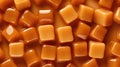 Heap of caramel candies. Caramel candies pattern. AI generated