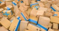 Heap of cardboard delivery boxes or parcels. Warehouse or delivery concept image