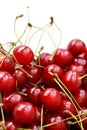 Heap cherry fruits on white background