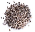 Heap of Chia seeds isolated on white background. Top view Royalty Free Stock Photo