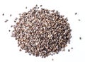 Heap of Chia seeds isolated on white background. Top view Royalty Free Stock Photo