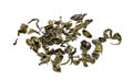 Heap of chinese green tea isolated on a white