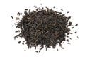 Heap of Chinese Lapsang souchong tea close up on white background