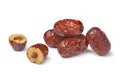 Heap of Chinese red dates and a halved one