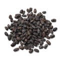 Heap of Chinese salted black beans close up on white background Royalty Free Stock Photo