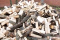 Heap of chopped firewood. Pile of split firewood. Stack of fuel wood Royalty Free Stock Photo