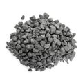 Heap of coal isolated on white, top view. Mineral deposits