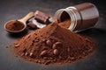 Heap of cocoa powder with cocoa beans Royalty Free Stock Photo