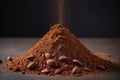 Heap of cocoa powder with cocoa beans Royalty Free Stock Photo