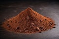 Heap of cocoa powder with cocoa beans Royalty Free Stock Photo