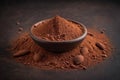 Heap of cocoa powder with cocoa beans Royalty Free Stock Photo