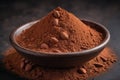 Heap of cocoa powder with cocoa beans Royalty Free Stock Photo