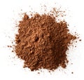 Heap of cocoa powder isolated on white background Royalty Free Stock Photo